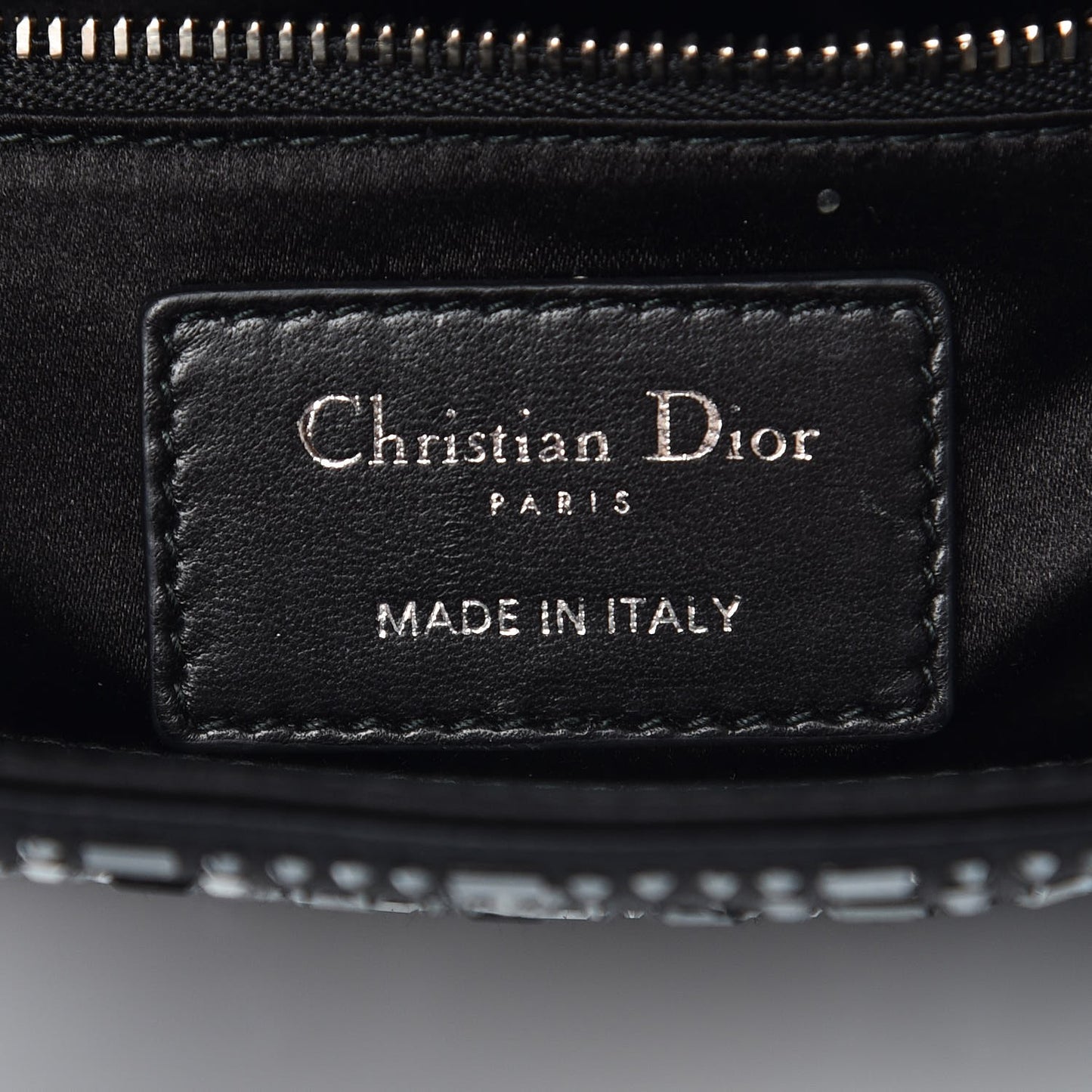 Satin Crystal Cannage Mini Lady Dior Black