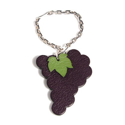 Hermes Chevre Mysore Grape Key Chain Bag Charm Raisin 5 of 8