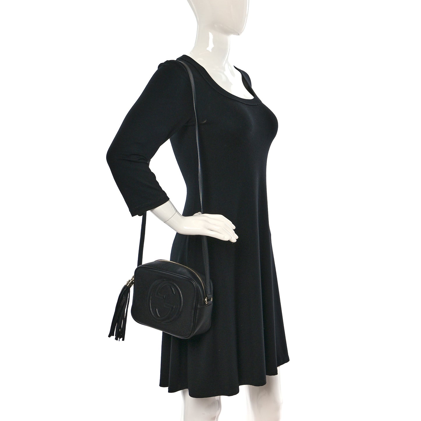 Pebbled Calfskin Small Soho Disco Bag Black