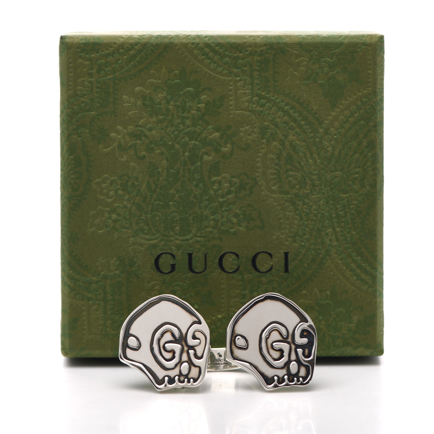 Gucci Sterling Silver GucciGhost Hamlet Skull Double Ring 58 8.25 6 of 7