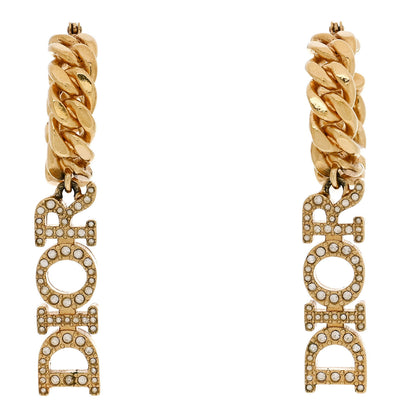 Christian Dior Crystal Dio(r)evolution Logo Hoop Drop Earrings Gold 1 of 4