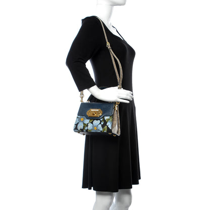 Dolce & Gabbana Flower Jacquard Water Snake Lizard Embossed Welcome Satchel Petrol 2 of 9
