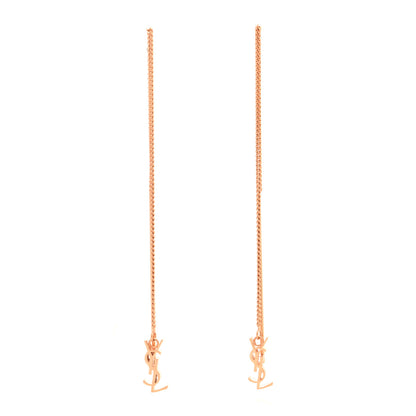 Saint Laurent Metal Monogram Pendant Threader Earrings Gold 1 of 3