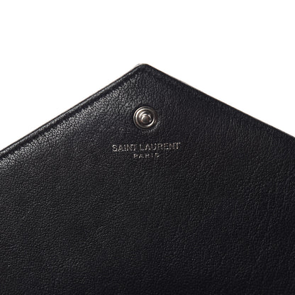Saint Laurent Sheepskin Tri-Quilt Monogram Envelope Chain Wallet Black 6 of 10