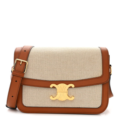 Celine Textile Calfskin Classique Triomphe Bag Natural Tan 1 of 12