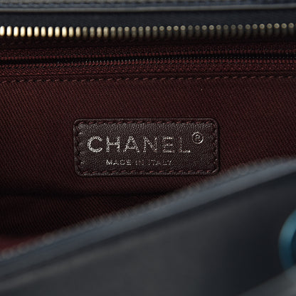 Chanel Calfskin Woven Bowling Bag Navy Blue 6 of 11