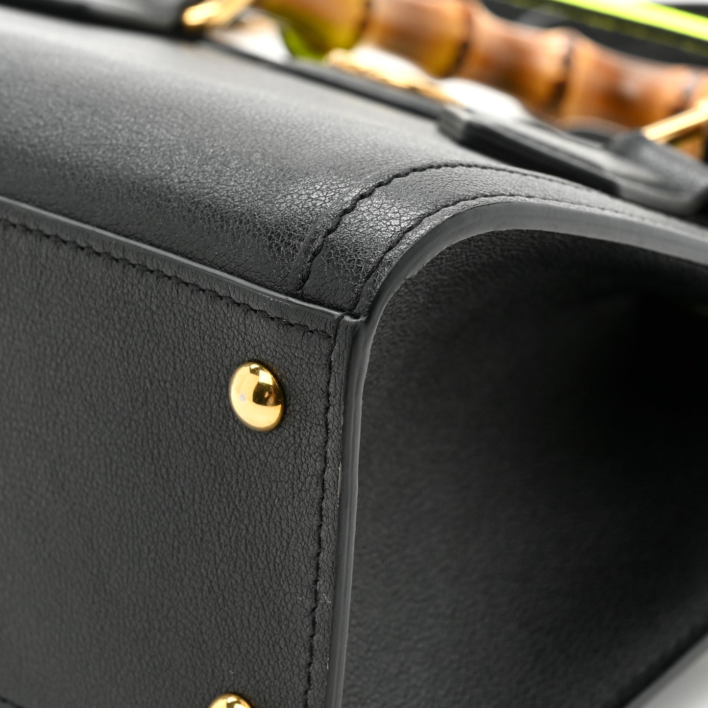 Wonka Grain Calfskin Mini Diana Tote Bag Black Yellow Fluo