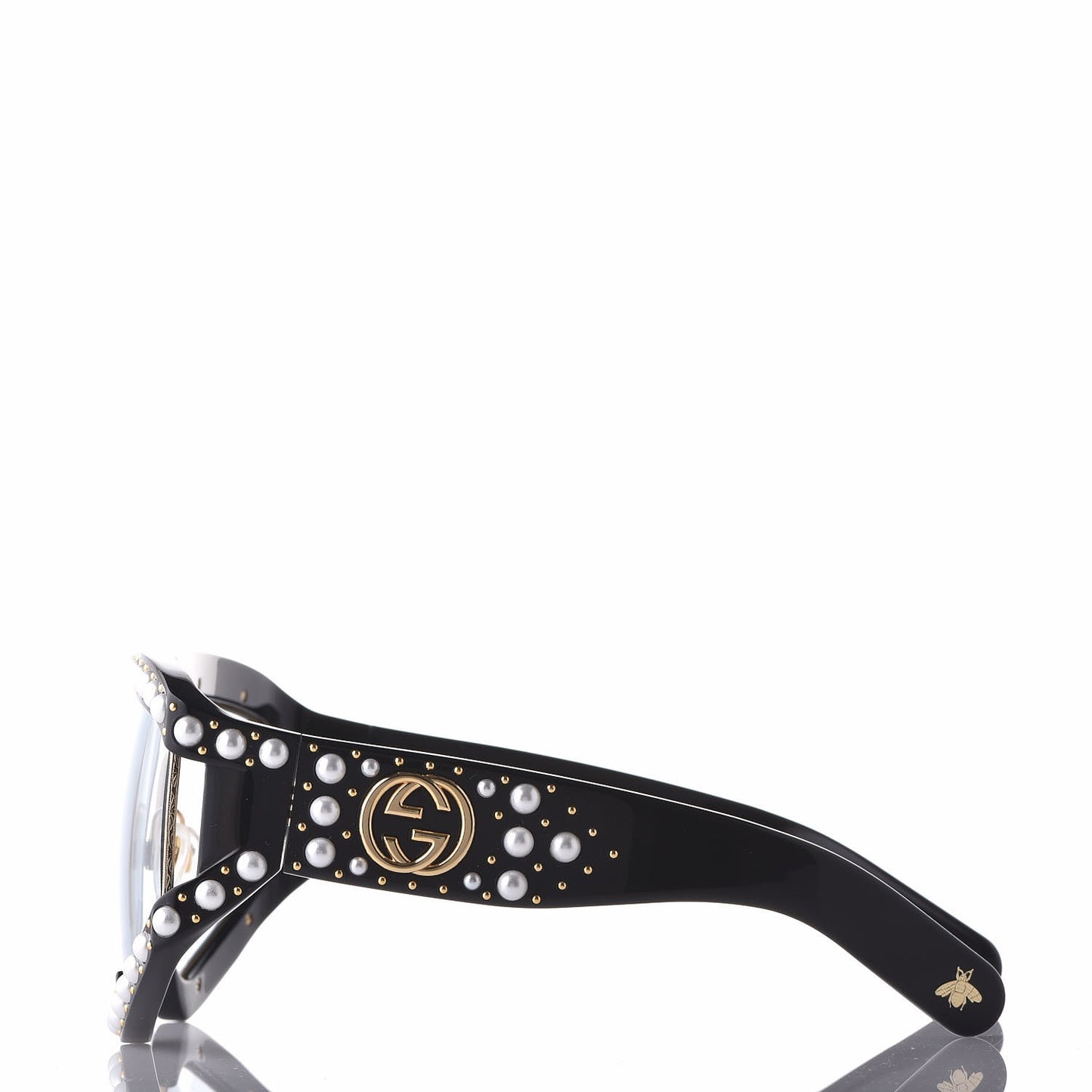 Acetate Pearl Rectangular Frame Sunglasses GG0234S Black