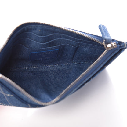 Chanel Denim Quilted Classic Zip Pouch Blue 5 of 8
