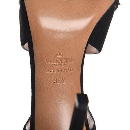 Valentino Garavani Suede Rockstud Lovestud Ankle Strap 100 Sandals 38.5 Black 6 of 9