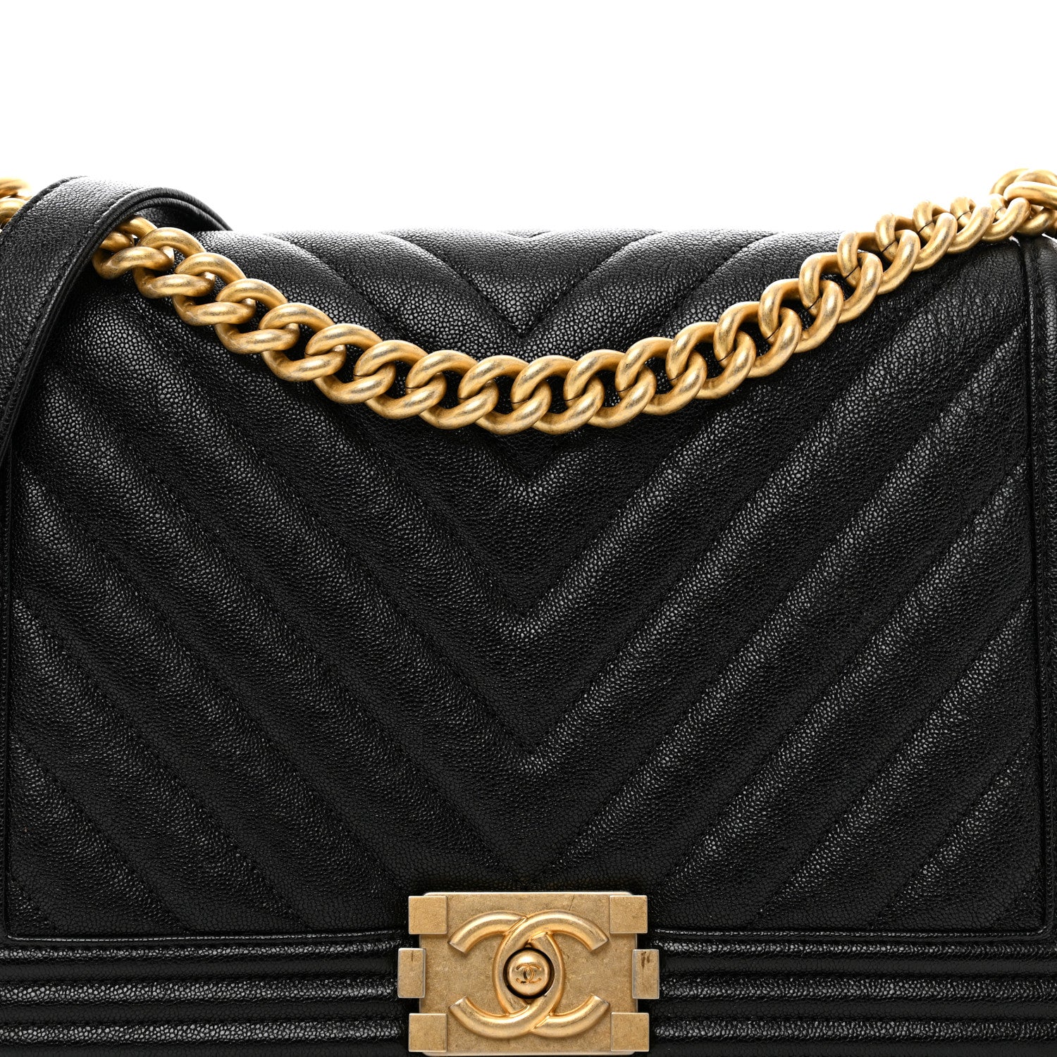 Chanel Caviar Chevron Quilted New Medium Boy Flap Black 5 of 10