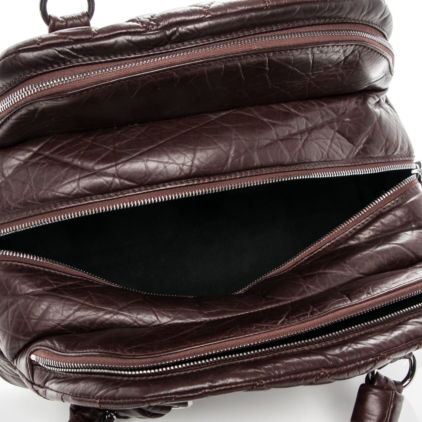 Distressed Lambskin Vintage Ligne Lady Braid Tote Brown