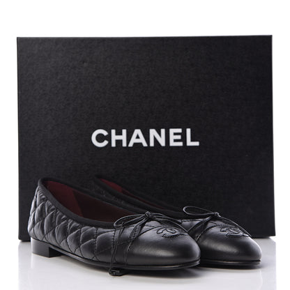 Chanel Aged Calfskin Quilted Cap Toe Ballerina Flats 35.5 Black 9 of 9