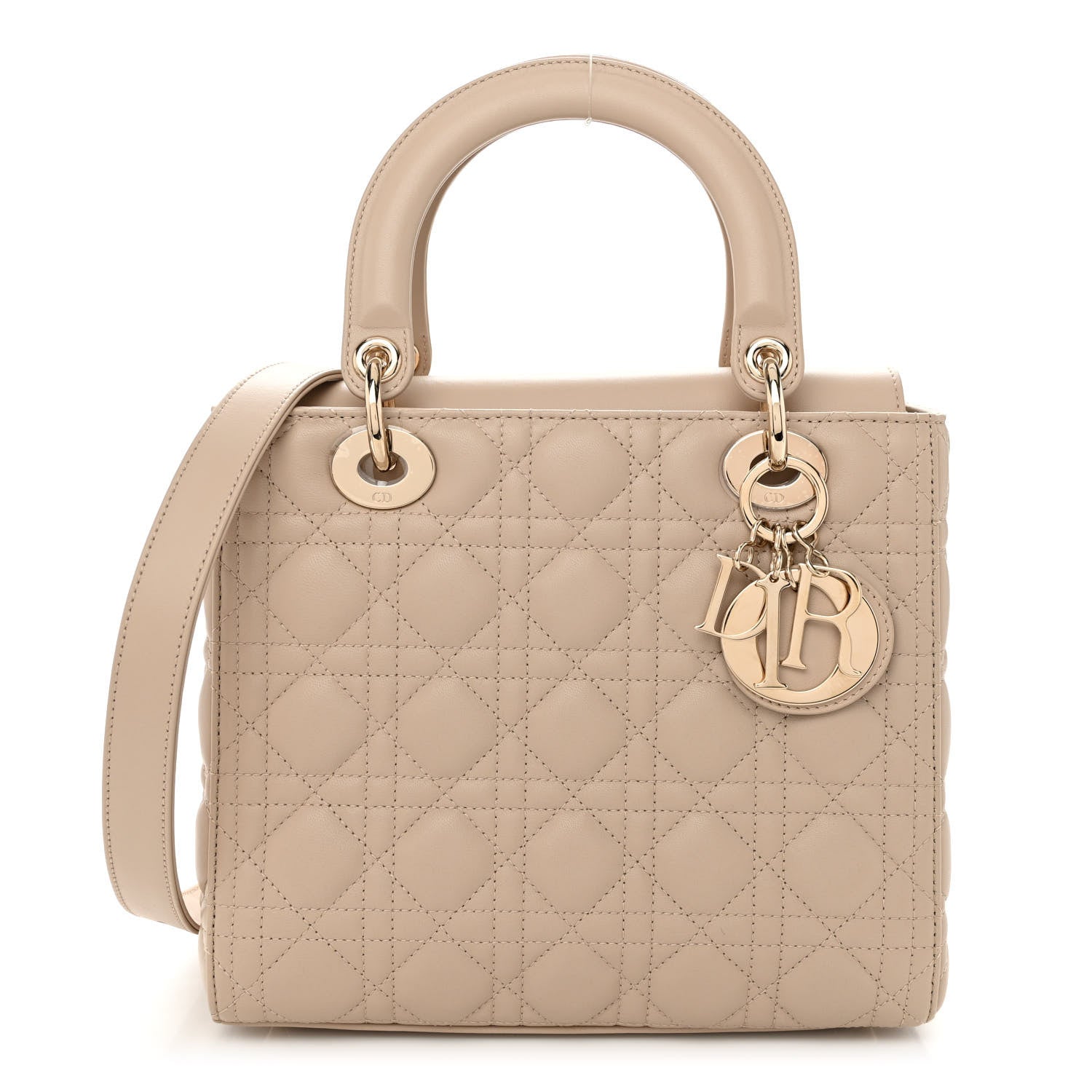 Christian Dior Lambskin Cannage Medium Lady Dior Beige 1 of 10