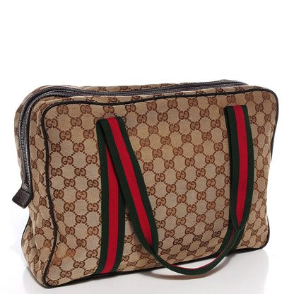 Gucci Monogram Web Carry On Tote Dark Brown 3 of 10