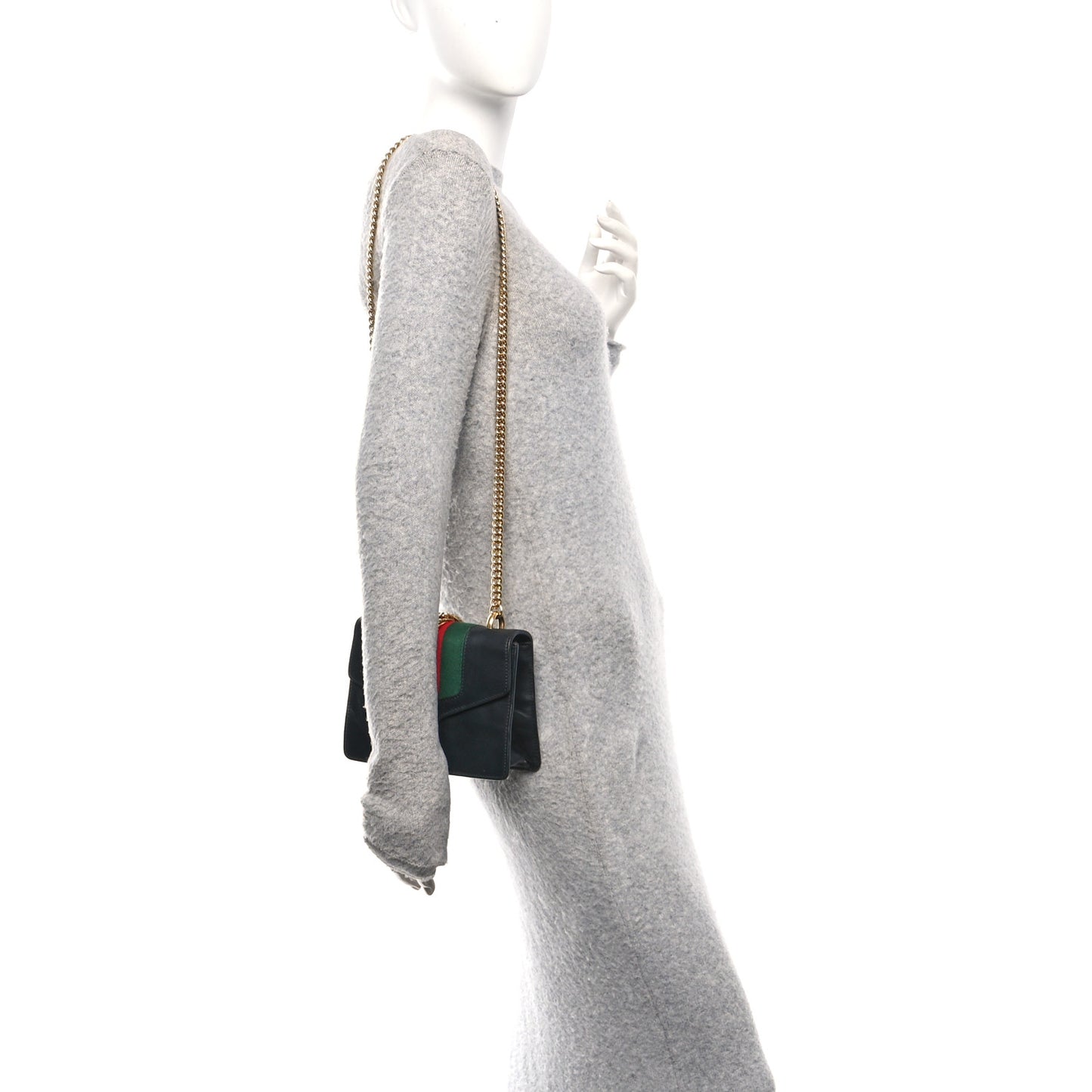 Calfskin Mini Sylvie Chain Shoulder Bag Black