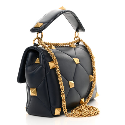 Valentino Garavani Nappa Large Roman Stud Shoulder Bag Marine 3 of 9