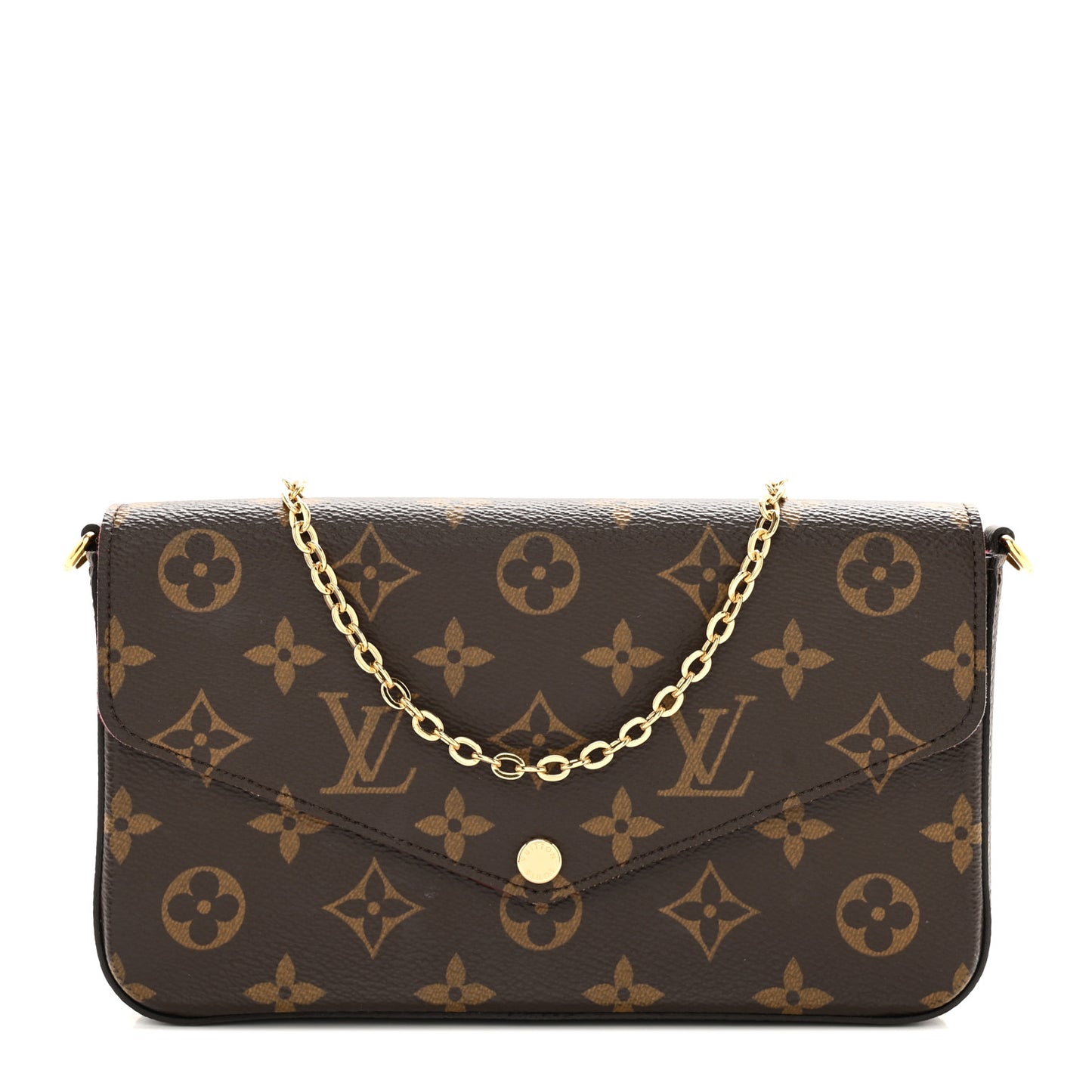 LOUIS VUITTON Monogram Pochette Felicie Chain Wallet Fuchsia