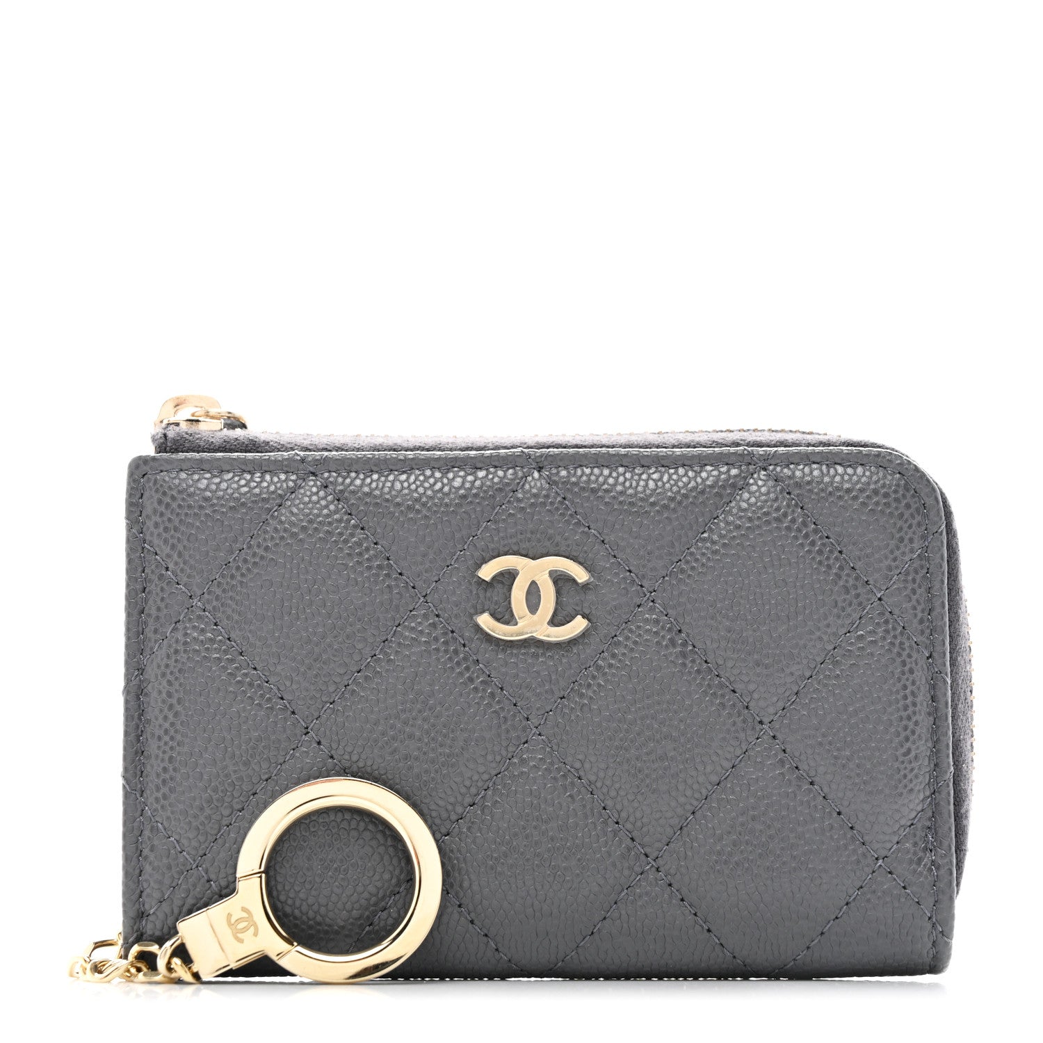 Chanel Caviar Quilted Zipped Key Holder Case Dark Gray 1 of 8