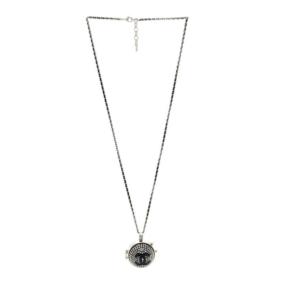 Chanel Metal Lambskin CC Crystal Locket Necklace Black 2 of 4