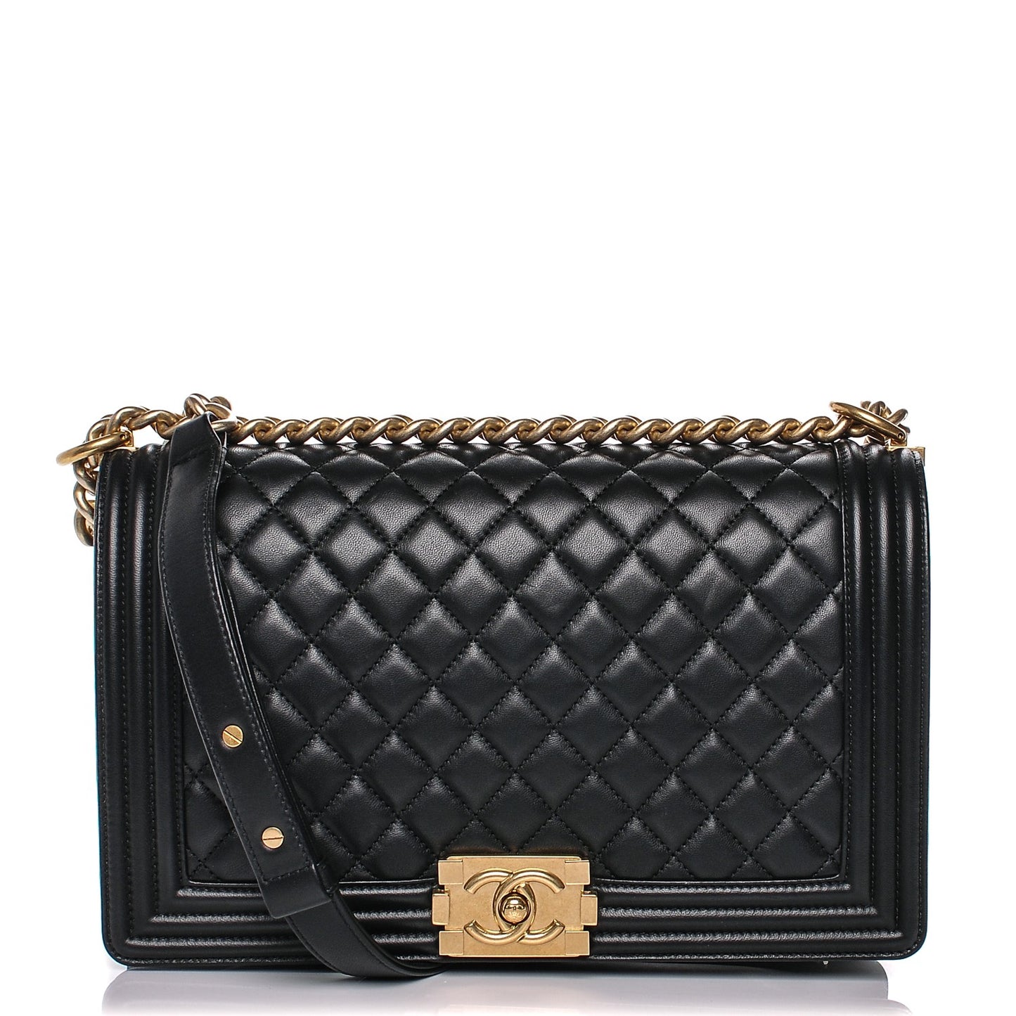 Lambskin Quilted New Medium Boy Flap Black