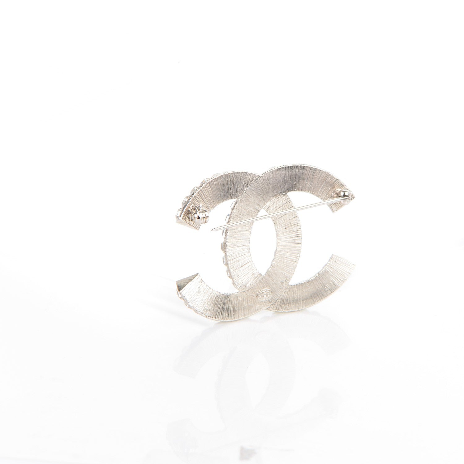 Chanel Baguette Crystal CC Brooch Silver 3 of 4