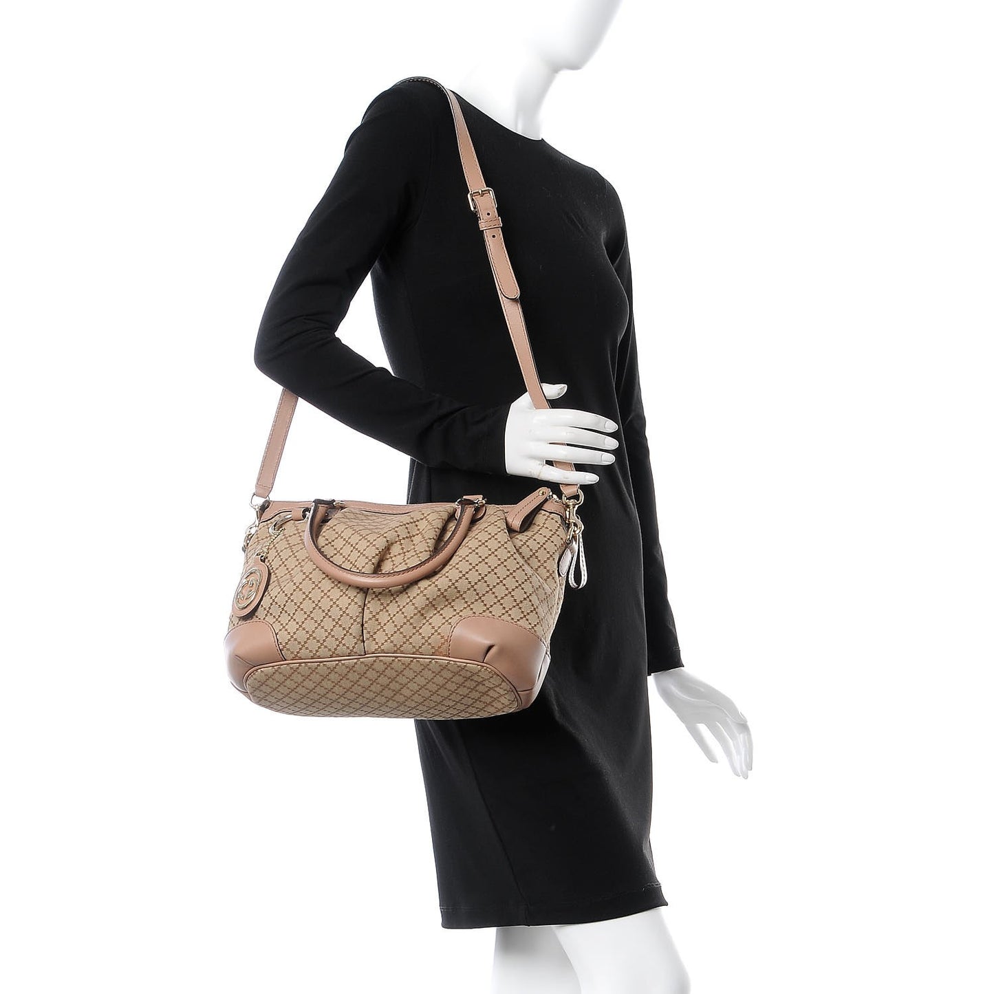 Diamante Medium Sukey Top Handle Bag Beige Pink