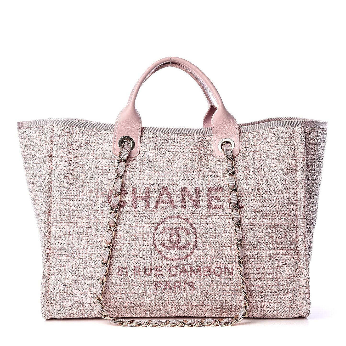 Straw Lurex Large Deauville Tote Pink