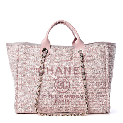 Chanel Straw Lurex Large Deauville Tote Pink 1 of 10
