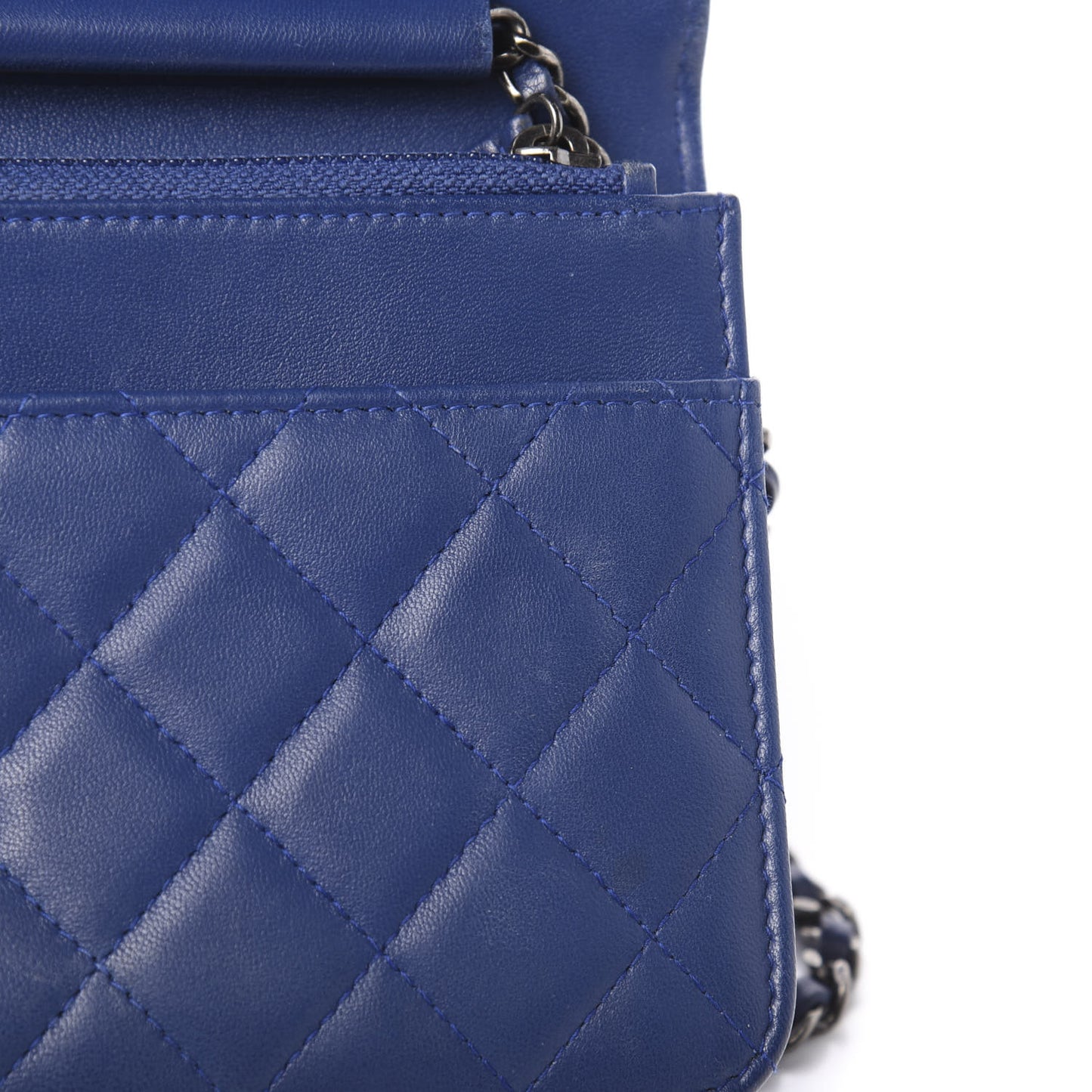 Lambskin Quilted Boy Wallet On Chain WOC Blue