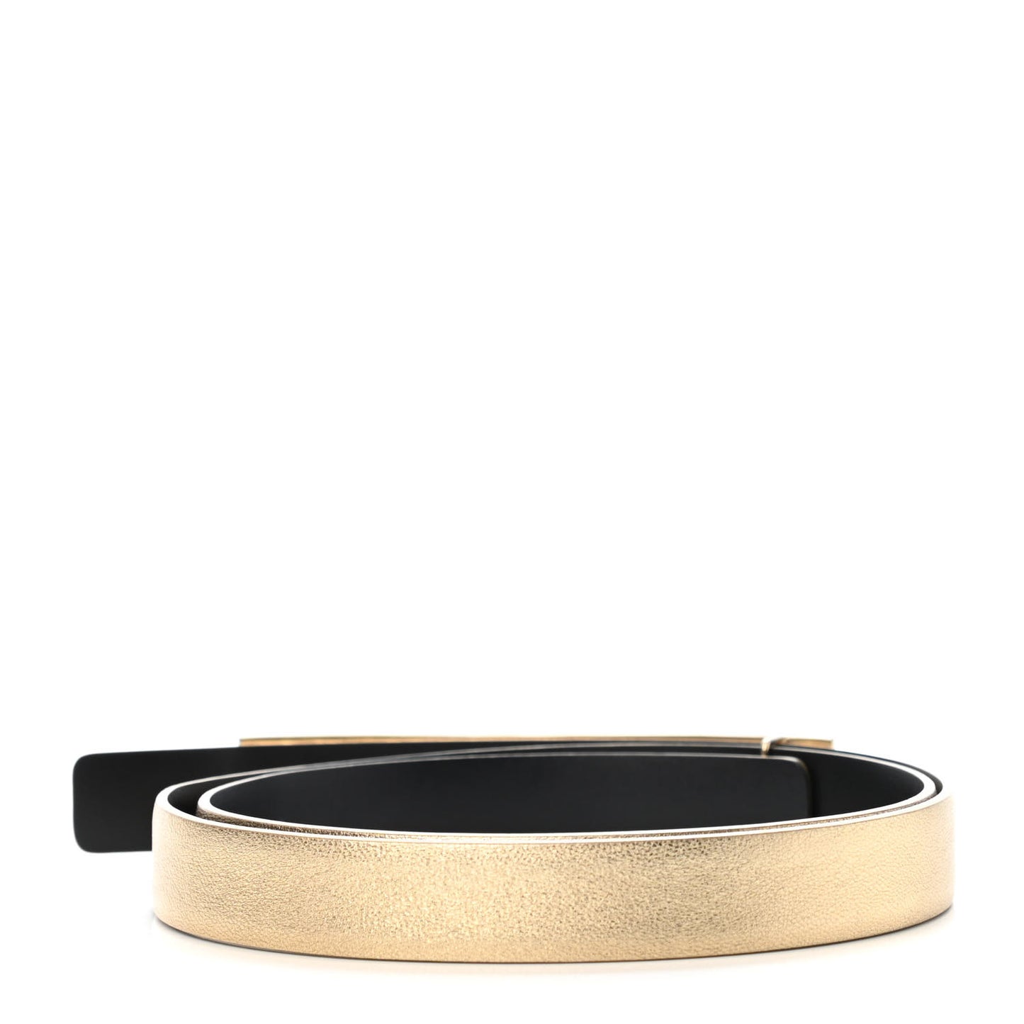 Metallic Lambskin Crystal Baguette Logo Belt 80 32 Gold