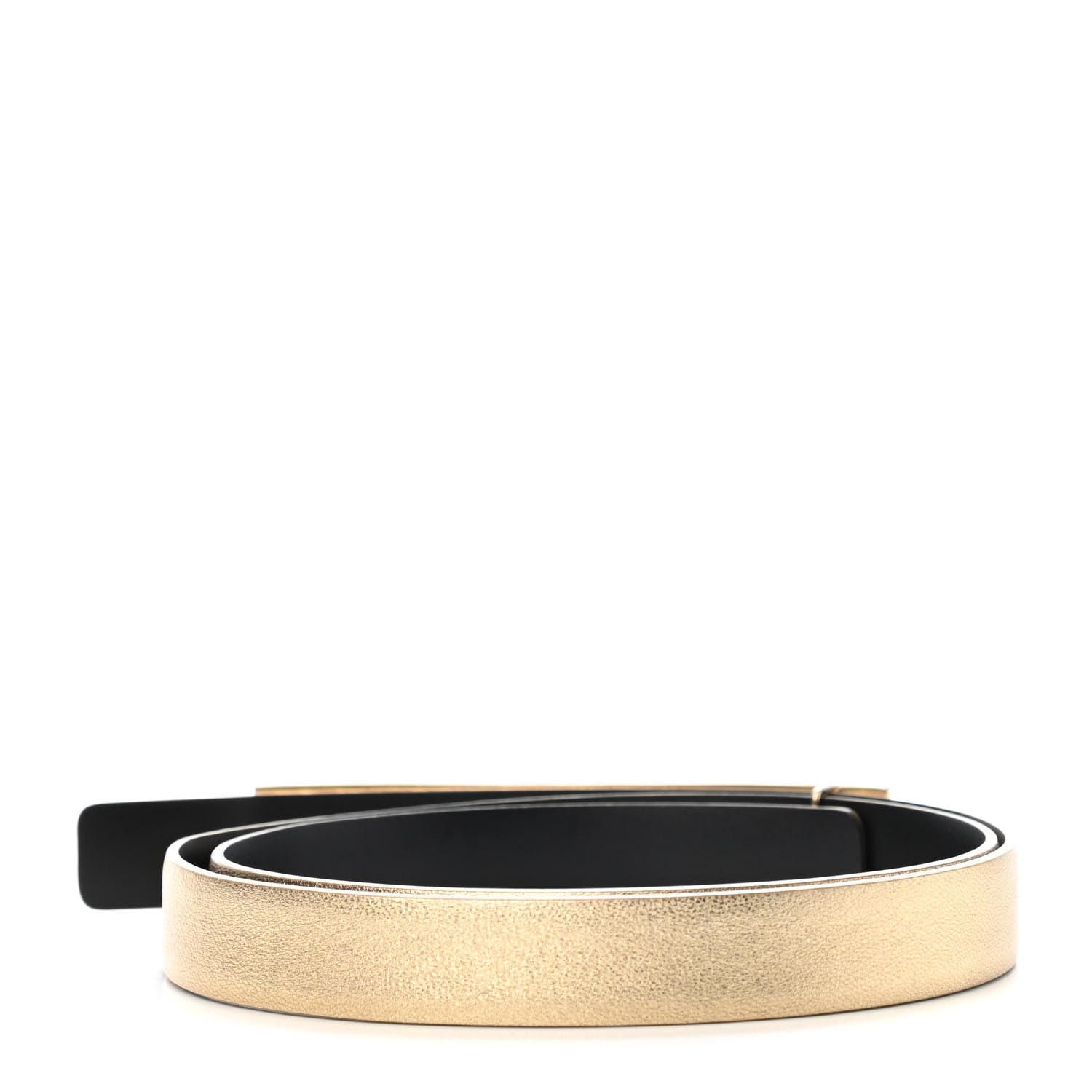 Chanel Metallic Lambskin Crystal Baguette Logo Belt 80 32 Gold 2 of 4