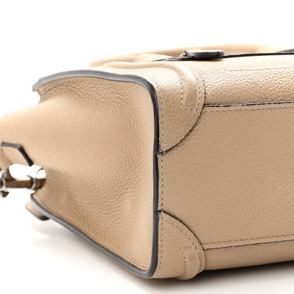 Celine Drummed Calfskin Nano Luggage Dune 8 of 10