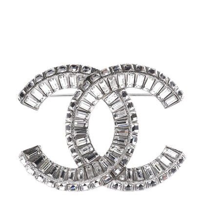 Chanel Baguette Crystal CC Brooch Silver 1 of 4