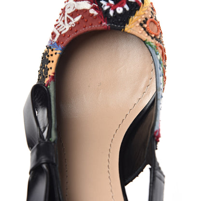 Christian Dior Embroidered Calfskin Beaded Sweet D Sling-Back Pumps 38 Multicolor 10 of 11