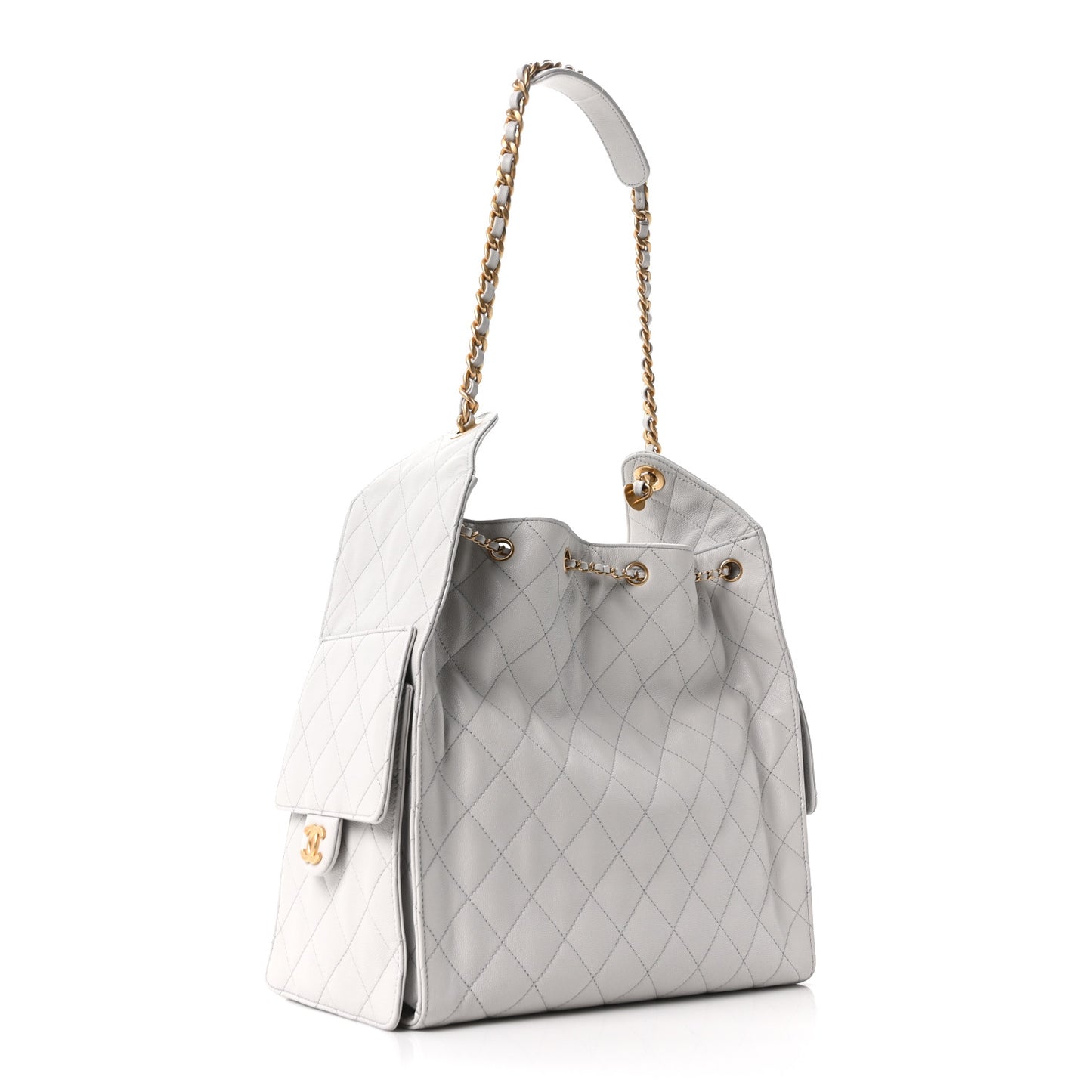 Caviar Quilted Medium Chanel 25 Handbag Light Gray