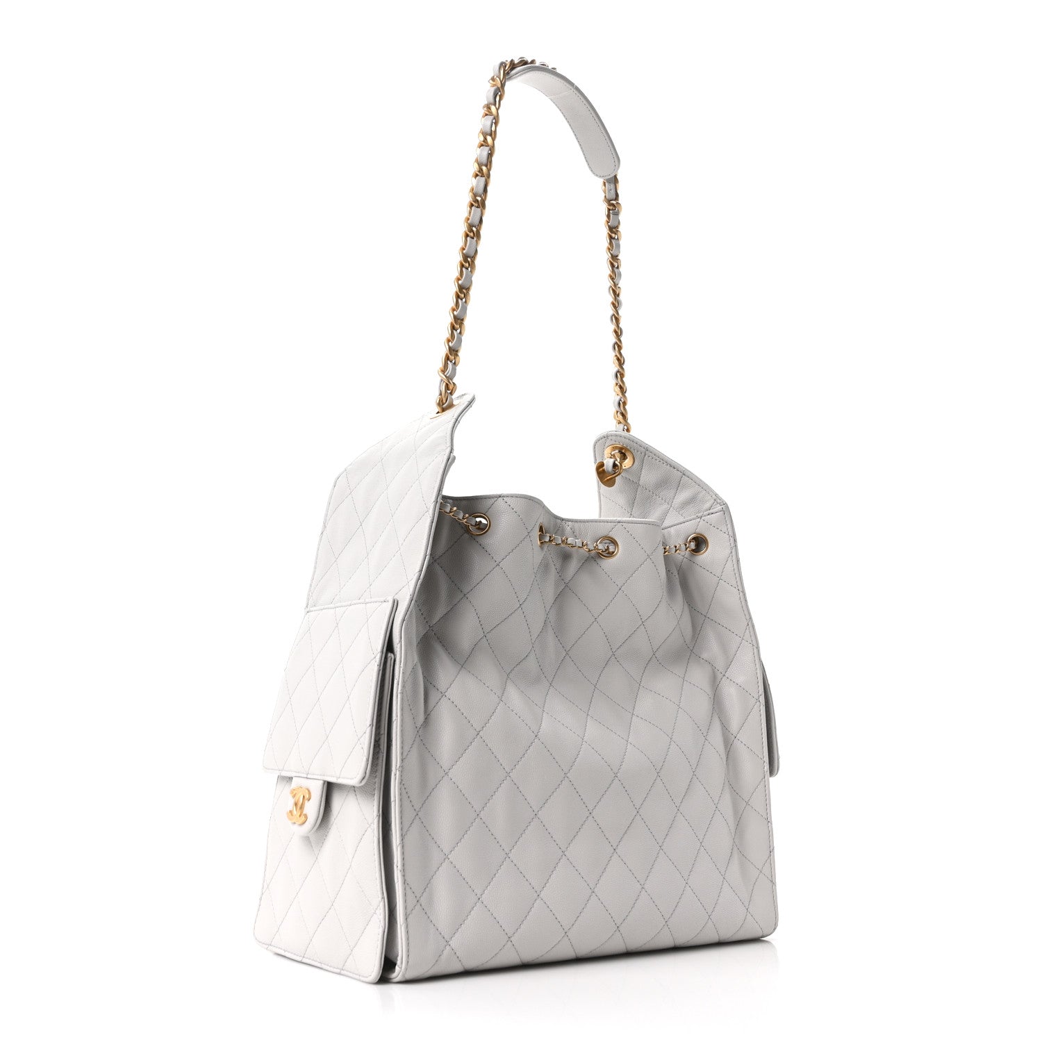 Chanel Caviar Quilted Medium Chanel 25 Handbag Light Gray 4 of 11