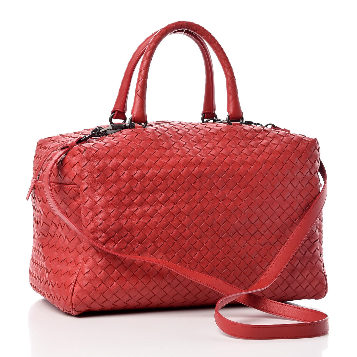 Nappa Intrecciato Satchel Corniola