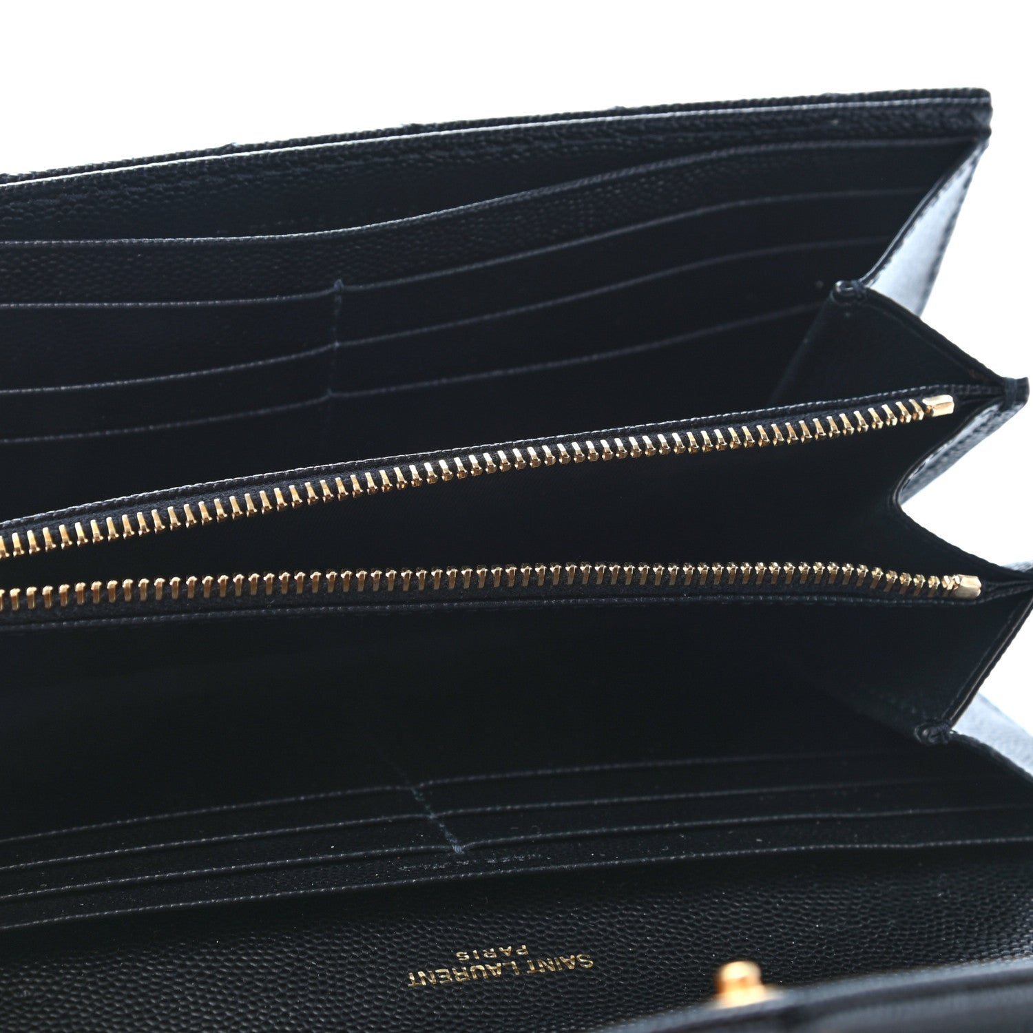 Saint Laurent Grain De Poudre Matelasse Chevron Monogram Flap Wallet Black 4 of 4