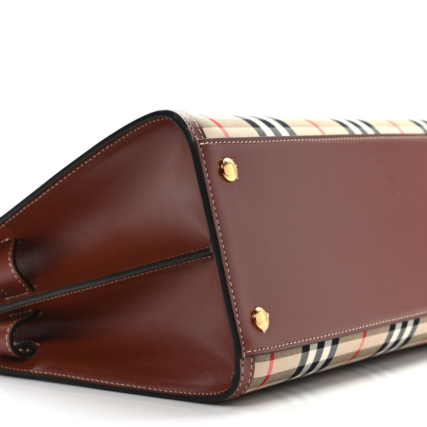 Calfskin Vintage Check Two Handle Title Bag Archive Beige