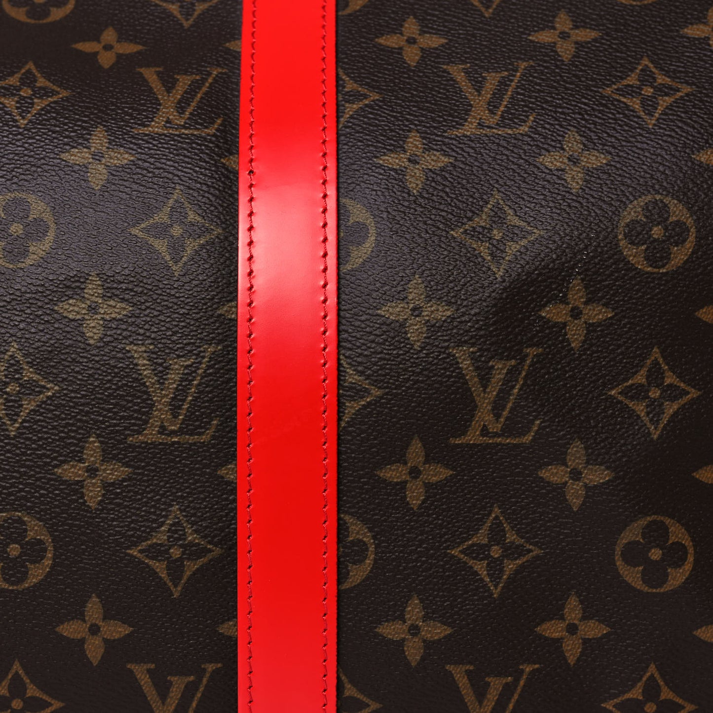 Calfskin Monogram Keepall Bandouliere 50 Coquelicot