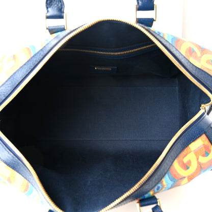Gucci GG Supreme Kaleidoscope Calfskin Script Logo Gucci 100 Carry-On Duffle Bag Blue Orange Multicolor Blue Agata 4 of 8