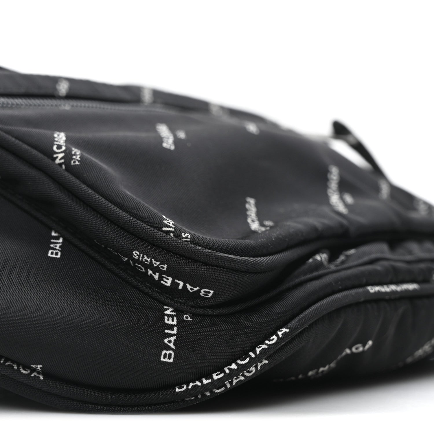 Balenciaga Twill Nylon Allover Logo Explorer Beltpack Black White 9 of 10