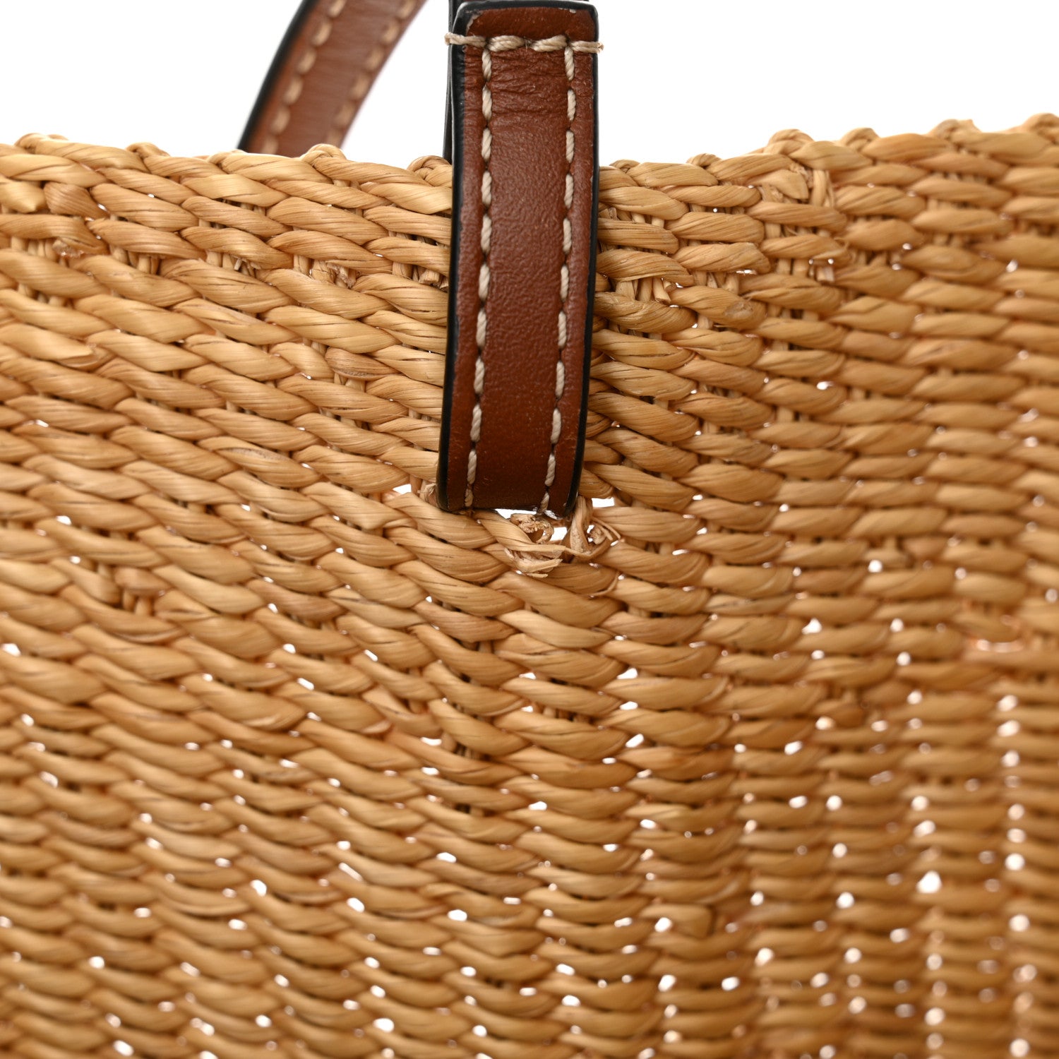 Loewe Raffia Calfskin Shell Basket Tote Natural Pecan 11 of 11