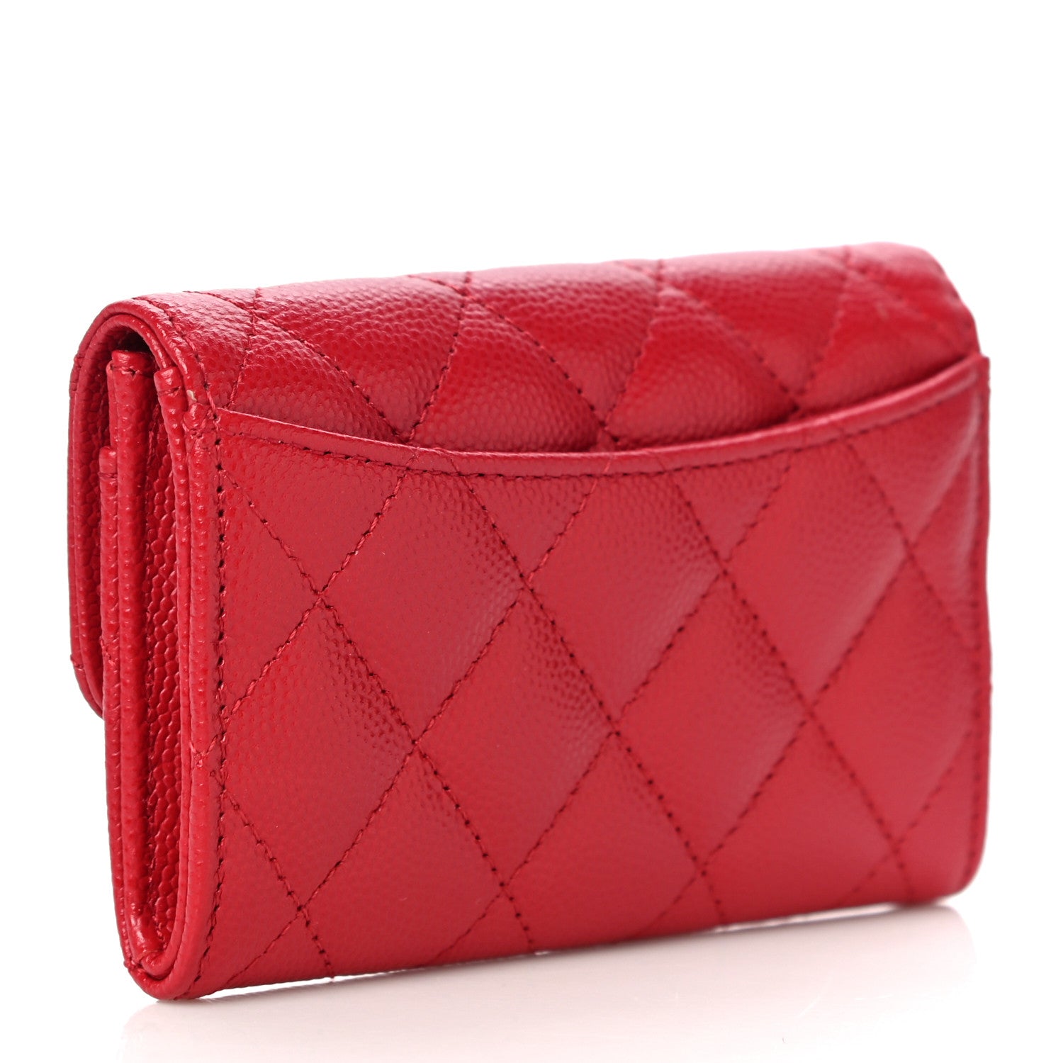 Chanel Caviar Quilted Flap Card Holder Wallet Red 3 of 12