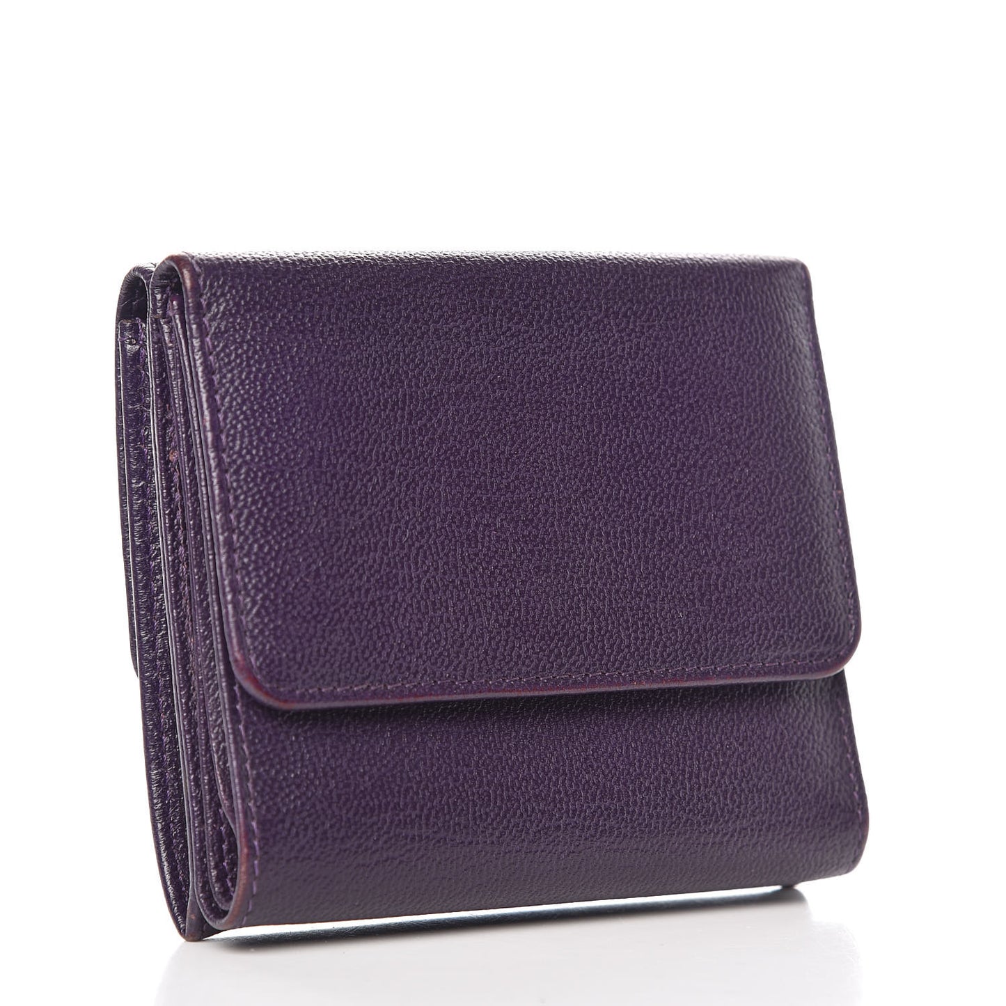 Goatskin Compact Double Sided Wallet Purple