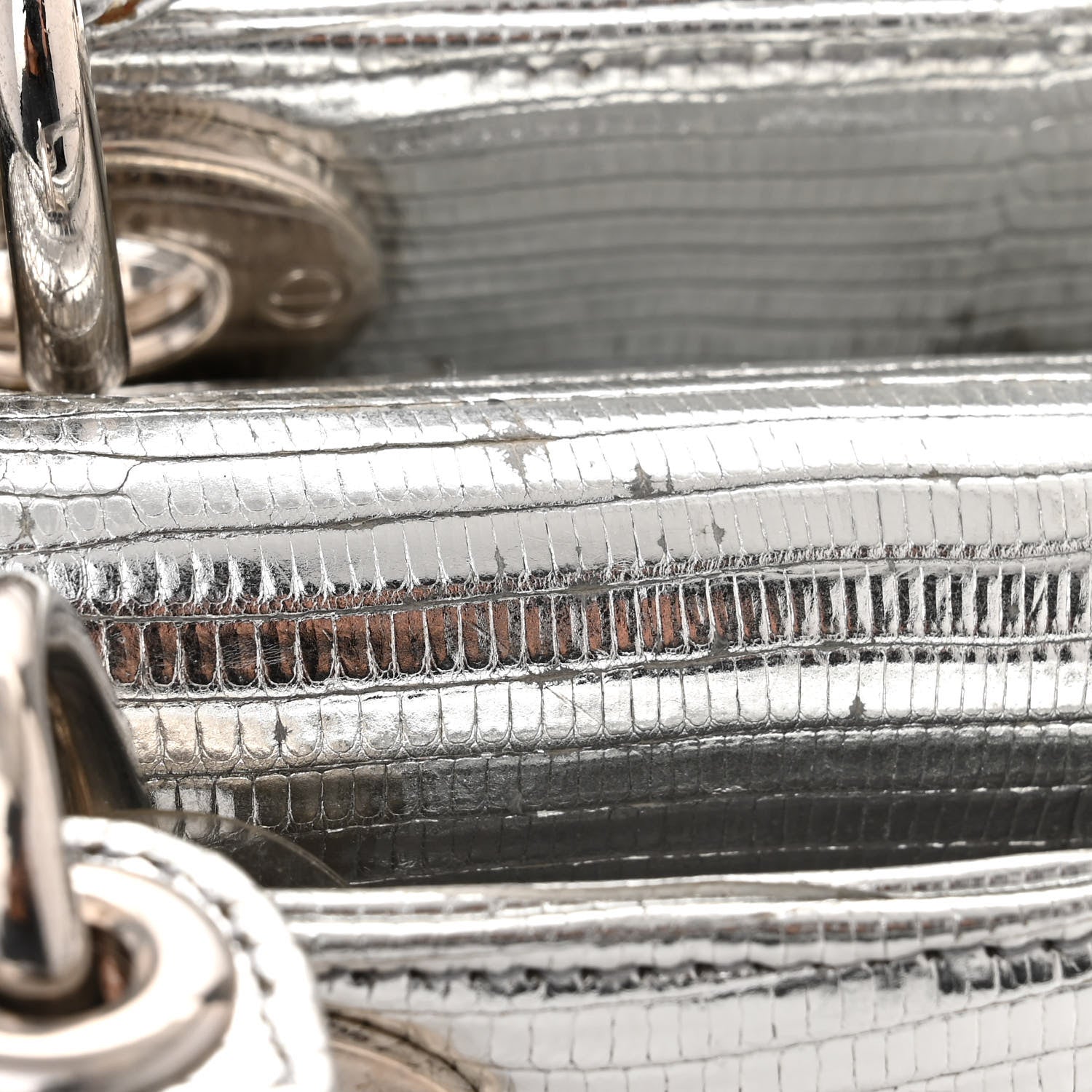 Christian Dior Metallic Lizard Mini Lady Dior Silver 12 of 17