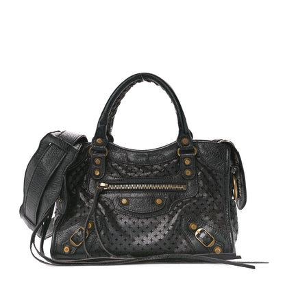 Balenciaga Agneau Laser Cut Cross Classic Gold Hardware Mini City Black 1 of 16