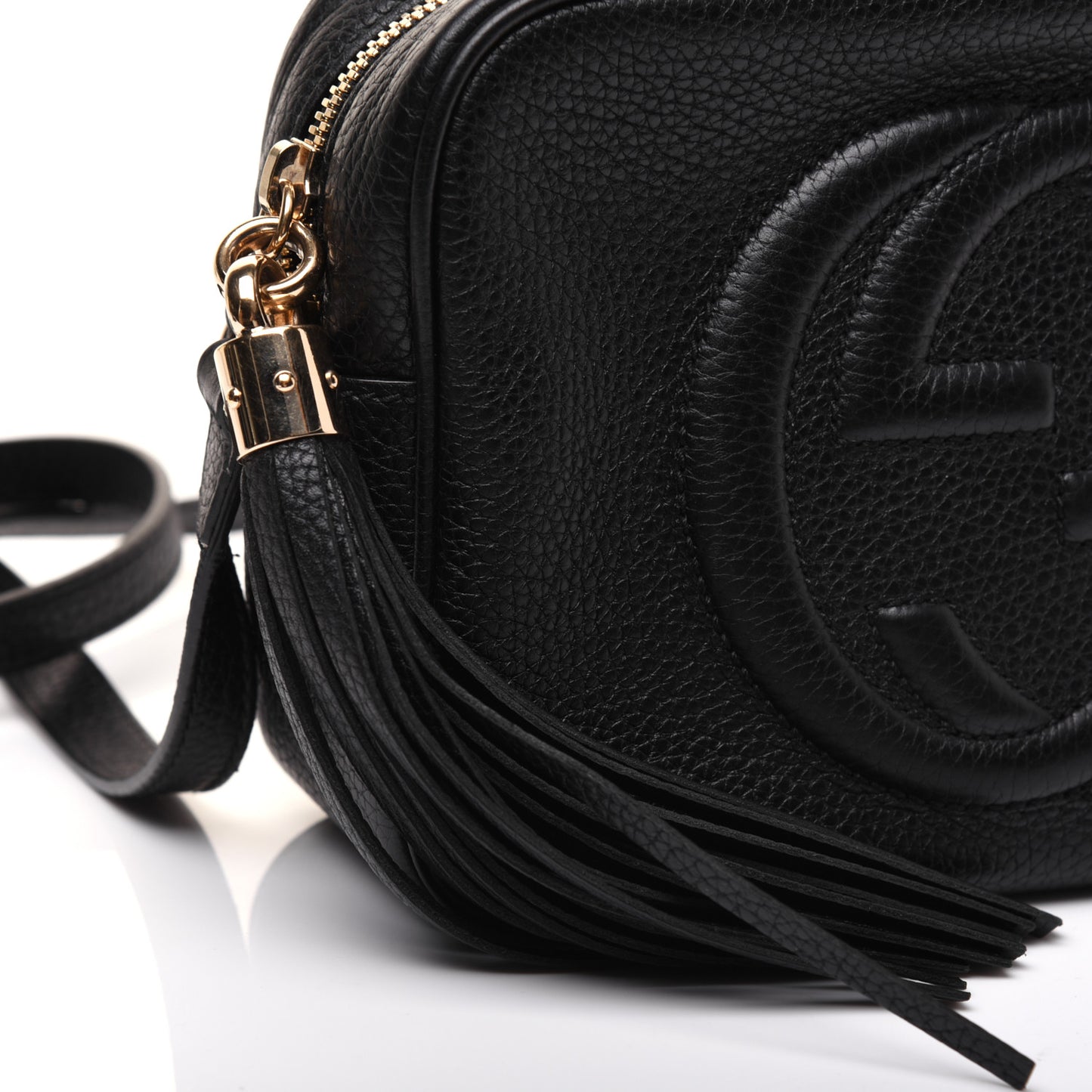 Pebbled Calfskin Small Soho Disco Bag Black