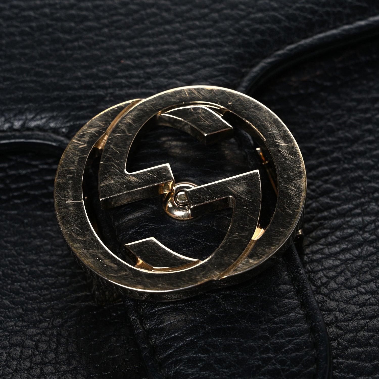Gucci Dollar Calfskin Interlocking G Shoulder Bag Black 11 of 11